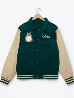 My Neighbor Totoro Green Corduroy Varsity Jacket
