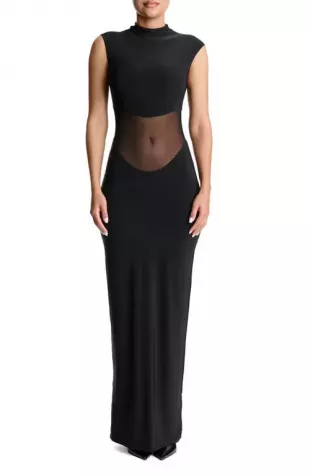 Hourglass Mesh Inset Sleeveless Maxi Dress