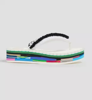 Multicolor Whipstitched Thong Platform Sandals.