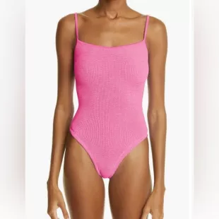Pink Textured One Piece Swimsuit