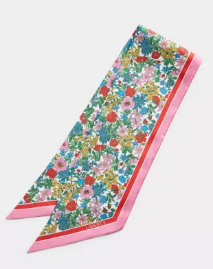 Lush Blooms Tie-Up Silk Scarf Made with Liberty Fabric