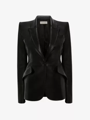 Couture Stitch Leather Jacket in Black