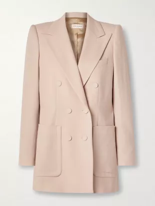 Double Breasted Wool Twill Blazer