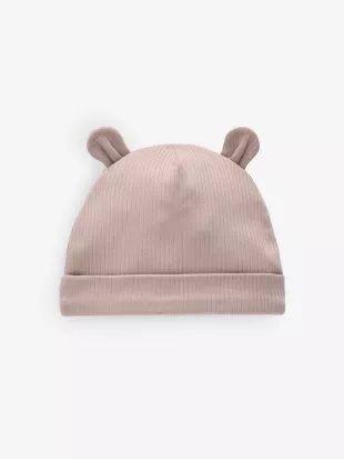 Black/White Bear Ear Beanie Baby Hats 3 Pack