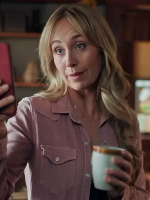 Amber Marshall Heartland S19 Pink Button Down Shirt