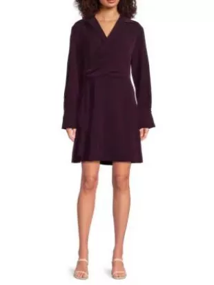 Wrap-Front Long-Sleeve Minidress