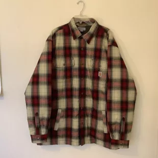 Hubbard Sherpa Fleece Lined Red Plaid Flannel Shirt Jacket