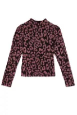 Petite Black Flocked Leopard Print Glitter Top