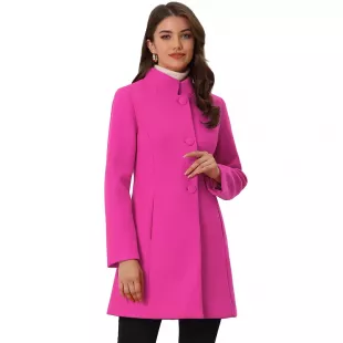 Women's Winter Stand Collar Long Sleeve Single Breasted Long Overcoat