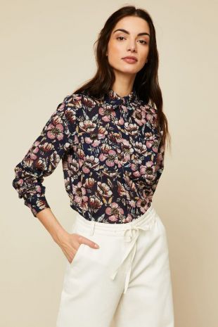 Chemise imprimé floral marine