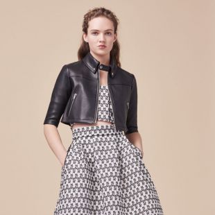 Maje BRITTANY Cropped leather jacket