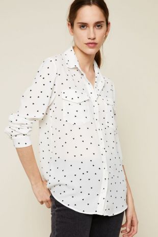 Chemise imprimé coeur blanche