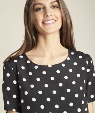 Robe droite noire à pois