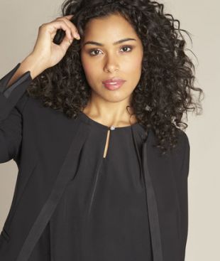 Veste noire microfibre et gros grain