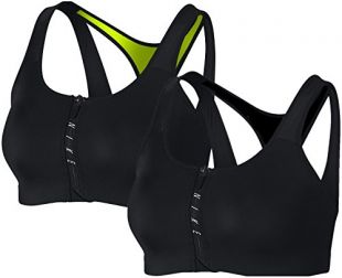 Nike Shape Zip Bra Soutien-Gorge de Sport à Maintien Moyen, Noir/V Jaune/Blanc, L