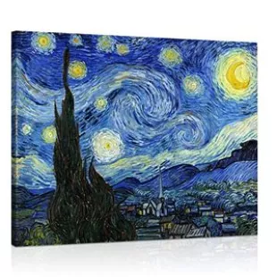 Van Gogh Canvas Wall Art: Starry Night Landscape Painting Picture Reproduction Room Decor - Famous Art Prints Modern Artwork Framed Poster Bedroom Home Decoration 12" x 15"