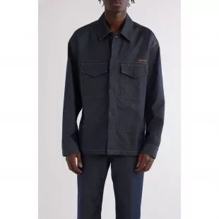 Military Silk Blend Denim Overshirt