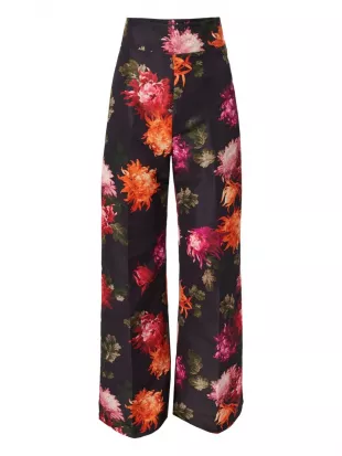 Diane floral-print Faille wide-leg Pants