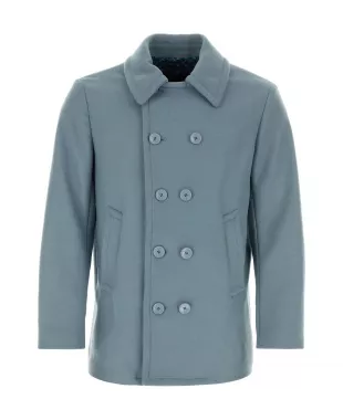 Powder Blue Wool Blend Coat