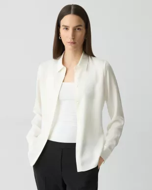 Fitted Shirt in Silk Georgette