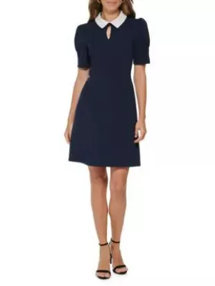 Puff Sleeve Collared Mini Dress