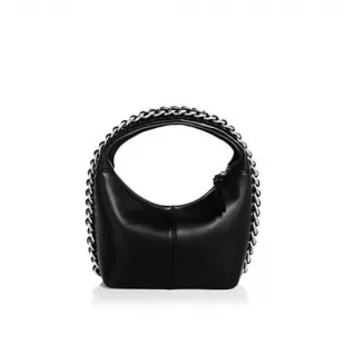 Bold Chain Trim Crossbody Bag Women's Black/Silver Inner Pocket Zip Closure