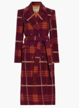 Olina Plaid Wool-Blend Trench Coat