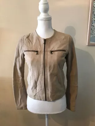 Soft Suede Moto Zip Leather Jacket