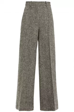 Tweed Wool Wide-Leg Pants