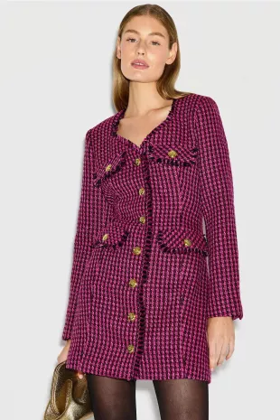 Long Sleeve Tweed Mini Dress