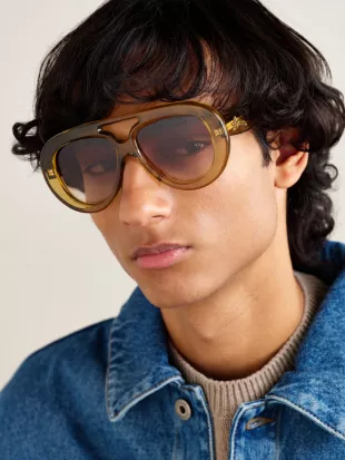 Curvy Aviator-Style Acetate Sunglasses