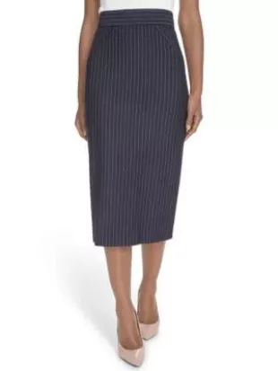 Pinstriped Midi-Skirt