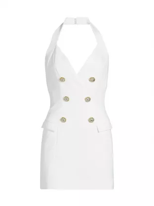 Crêpe Halter Double Breasted Minidress