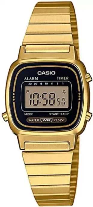 Casio Women's Vintage LA670WGA-1DF Daily Alarm Digital Gold-tone Watch