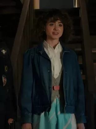 Natalia Dyer Stranger Things S05 Blue Denim Jacket
