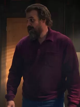 Stranger Things S5 David Harbour Purple Polo Shirt