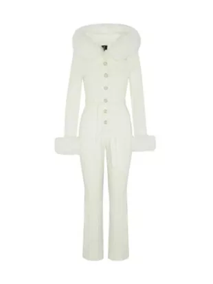 Debbie Gibson White Cable Knit Jumpsuit