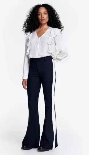 Tux Stripe Bootcut Pant in Deep Navy w/ Chalk