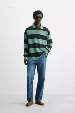 Striped Washed Polo Shirt