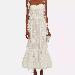 Botanica Petals Linen Silk Corset Wedding Gown Maxi Dress