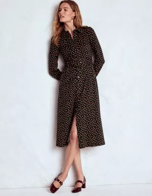 Anita Long Sleeve Shirt Dress in Painted Dot