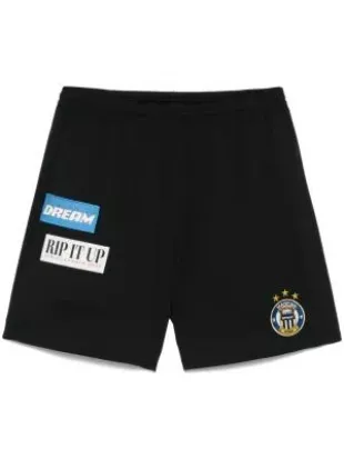 Football Track Shorts in Black