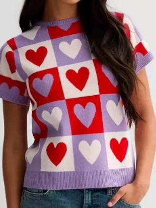 Electric Bloom 2025 Shelly Sharp Heart Print Sweater Tee