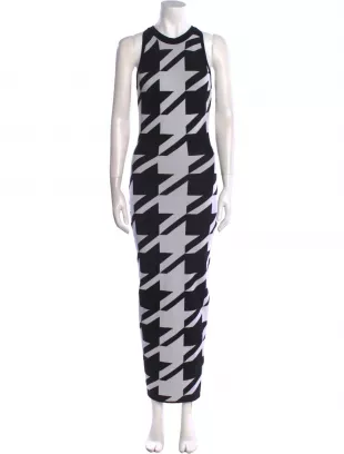 Houndstooth-print Bodycon Dress