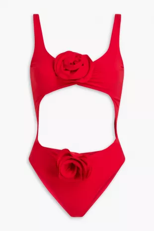 Floral Appliquéd Cutout Swimsuit