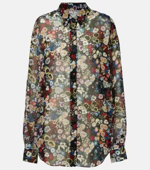 Goya Floral Silk Chiffon Shirt