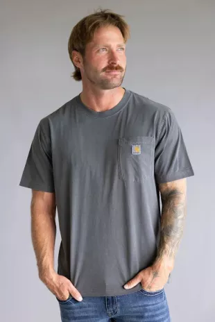 Garment Dye Pocket T-Shirt for Men in Grey