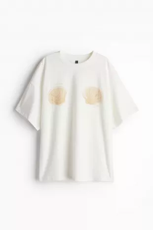 Oversized Motif Detail T Shirt