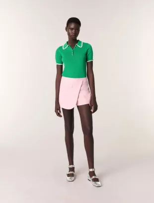 Pointelle Knit Crochet Polo