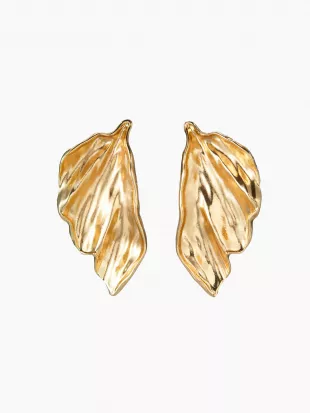 Pleated Leaf Stud Earrings